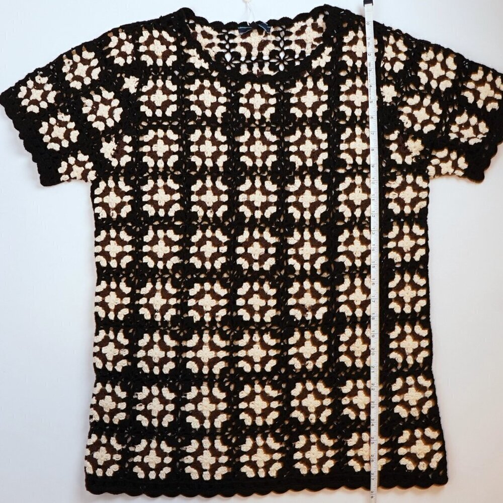 Shore Brand Crochet Mini Dress Coverup Black Brown Cream - Size Small - NWT - Picture 9 of 9